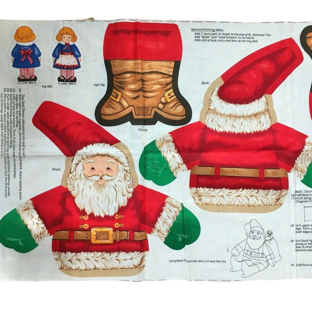 SANTA CLAUS Plush Doll Fabric Pattern  Soft Sculpture Cut & Sew Craft  Christmas